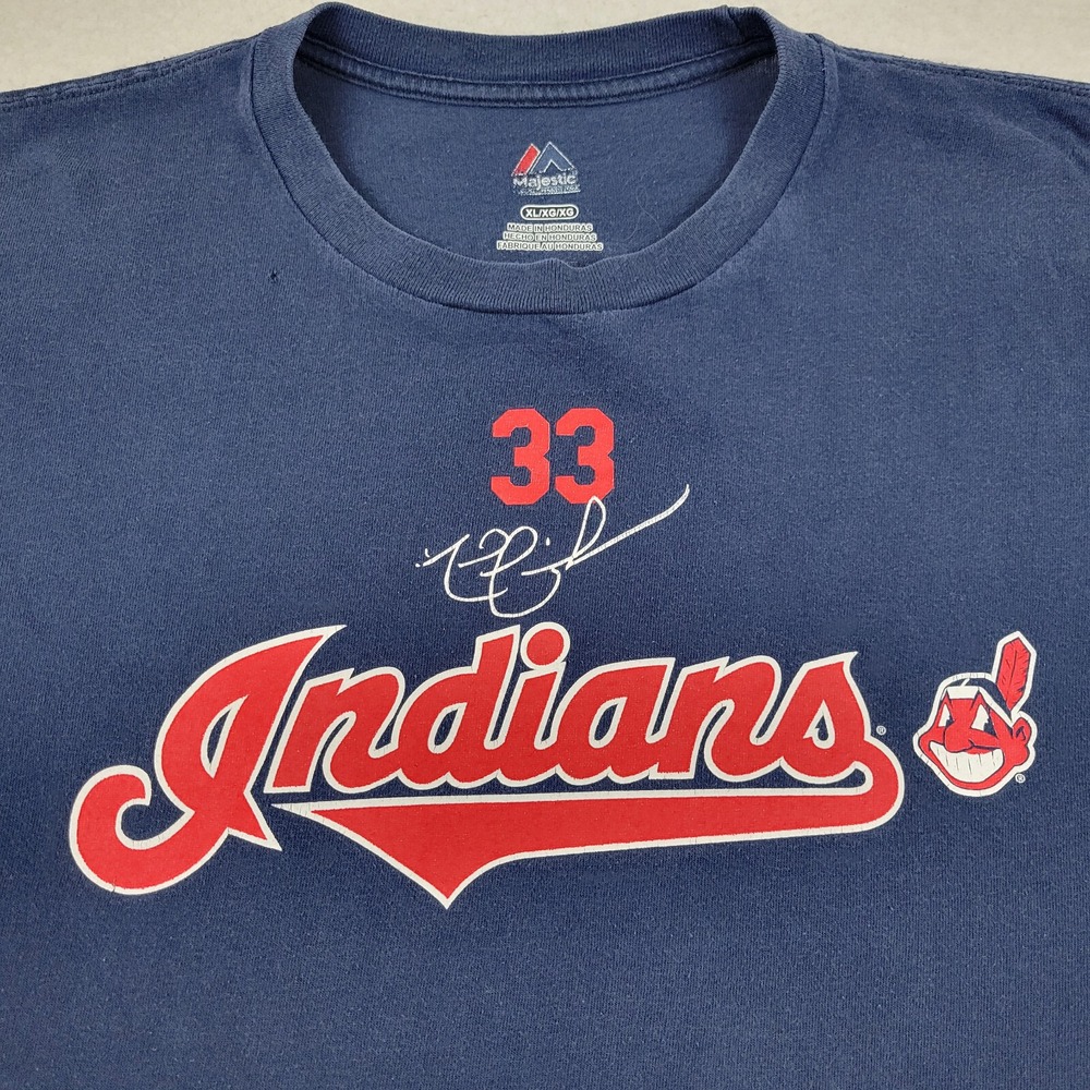 Majestic Cleveland Indians Nick Swisher Cutoff‎ Shirt Mens XL Blue MLB *READ